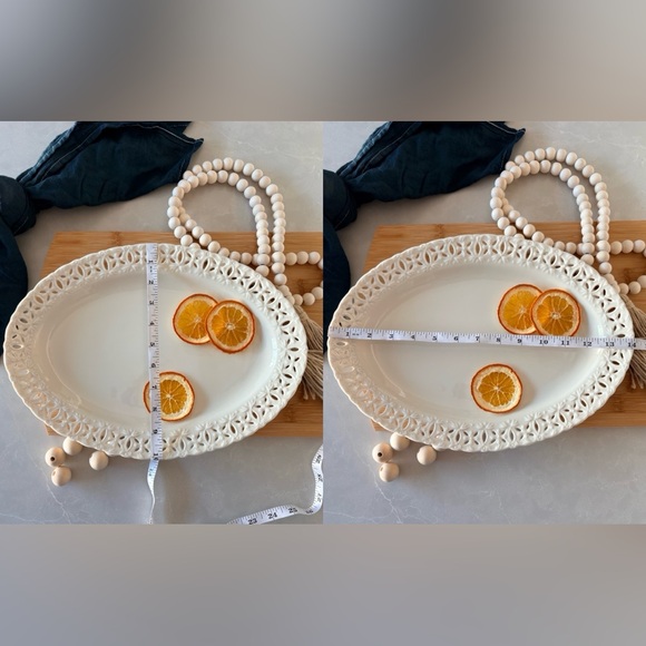 Godinger Regal Cream Pierced Oval Platter | Porcelain Statement Serveware | 14” - Picture 15 of 17